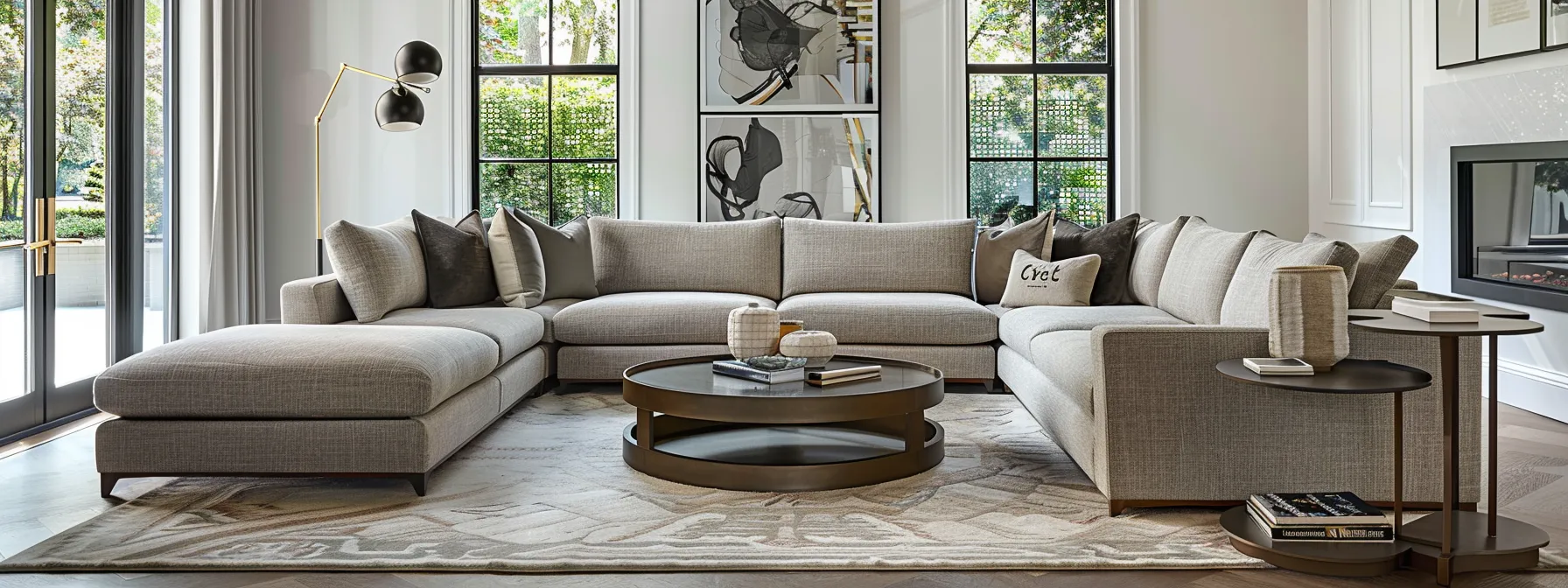 a chic, modern living room designed by orlando residential decorators showcases custom furnishings and tailored space planning, featuring stylish accent pieces and a cohesive color palette that epitomizes contemporary elegance.