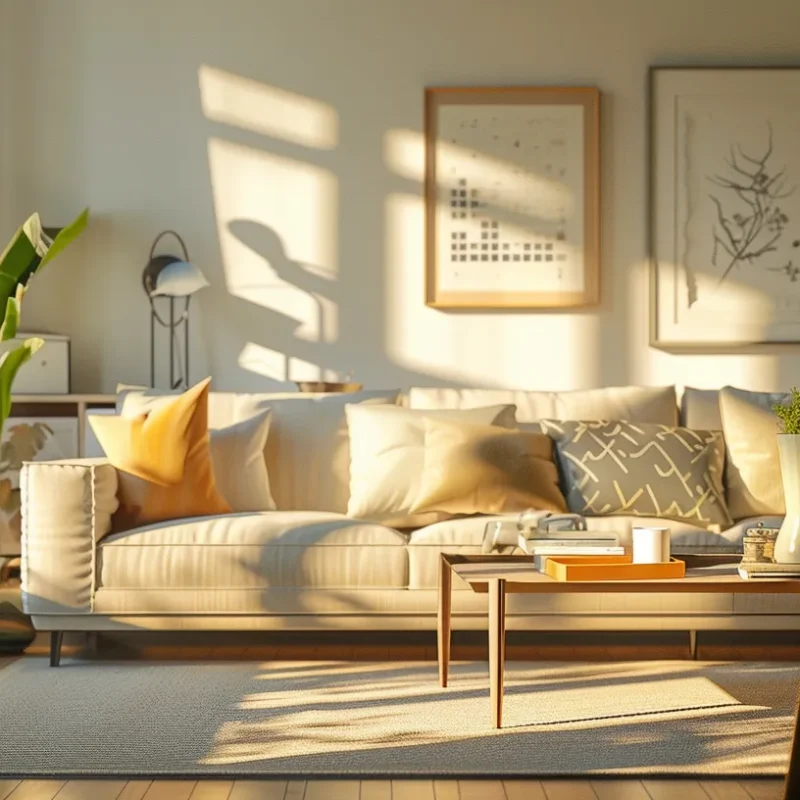 a modern, elegantly furnished apartment interior showcases strategic design choices and decor that emphasize spaciousness and style, highlighting the potential for increased rental returns.