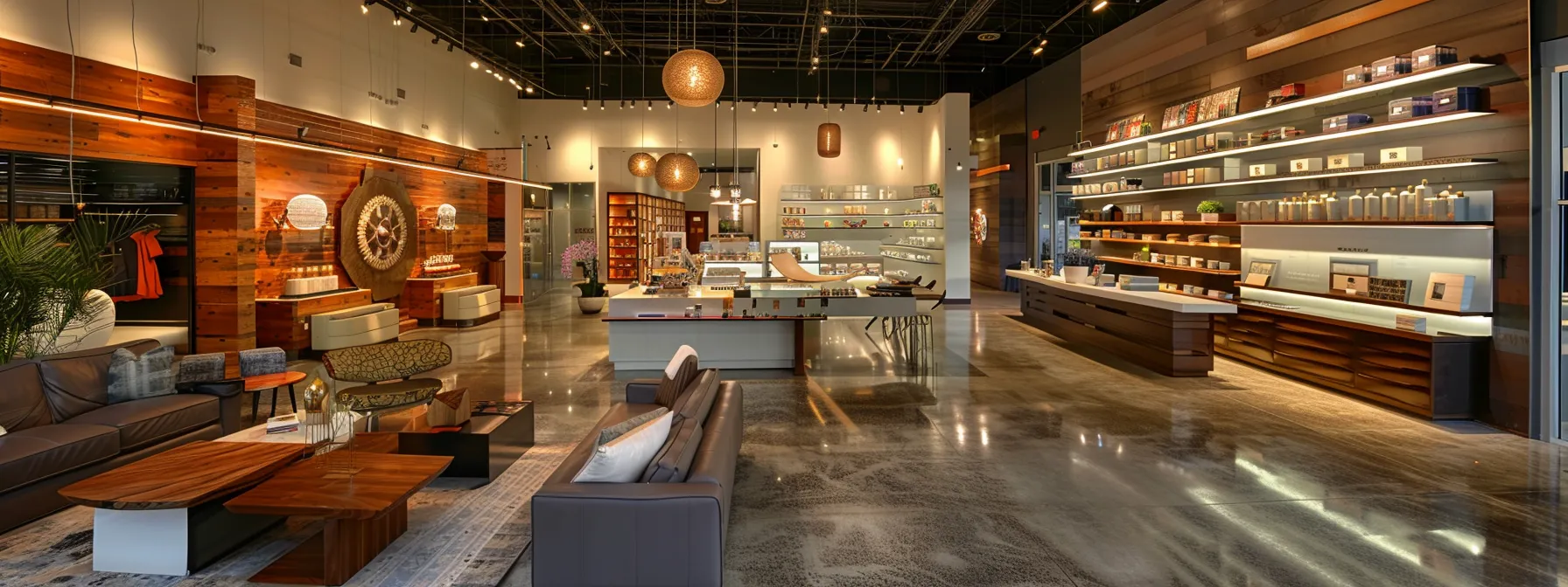 an elegant interior design studio in orlando showcases a vibrant array of custom furnishings and retail items, reflecting the intricate balance between style and expense, with polished surfaces and rich textures illuminated under warm, focused lighting.